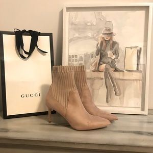 ZARA ▪️ Basic Nude Suede Stiletto Sock Booties